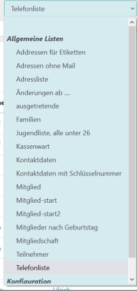 Diese Listen sind als allgemeune  Listen verfügbar