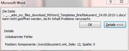 Meldung von Word beim Öffnen