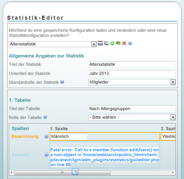 Bestehende Statistik Editieren